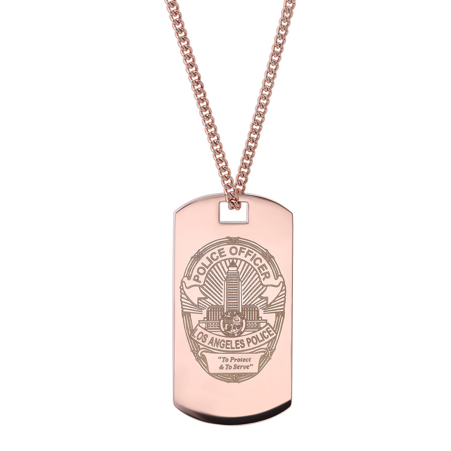 Louis Vuitton Rose Gold Dog Tag Pendant Necklace