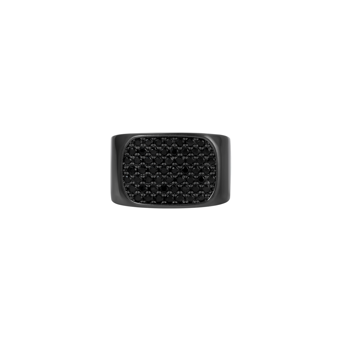 Block Ring in Black Pave