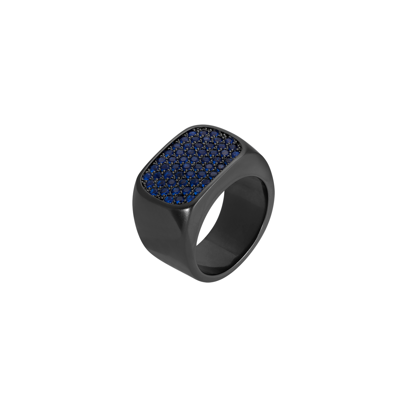 Block Ring in Blue Pave