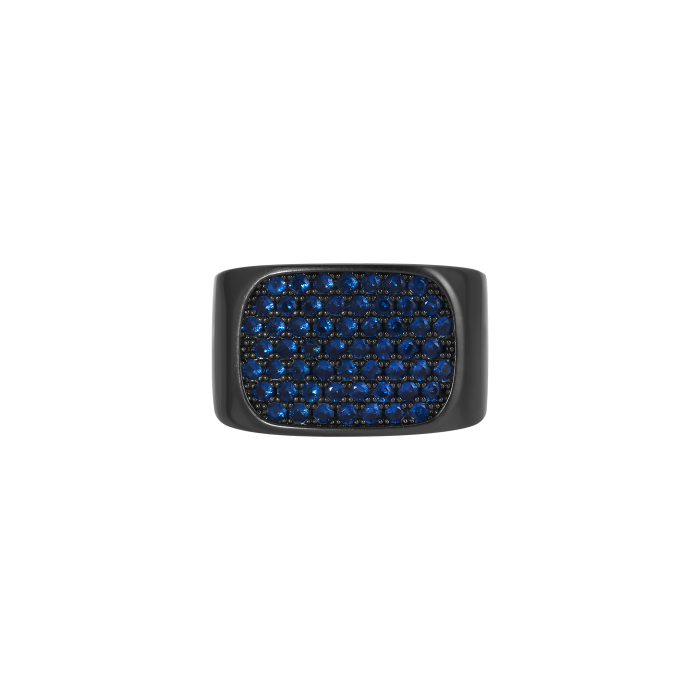 Block Ring in Blue Pave