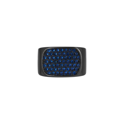 Block Ring in Blue Pave