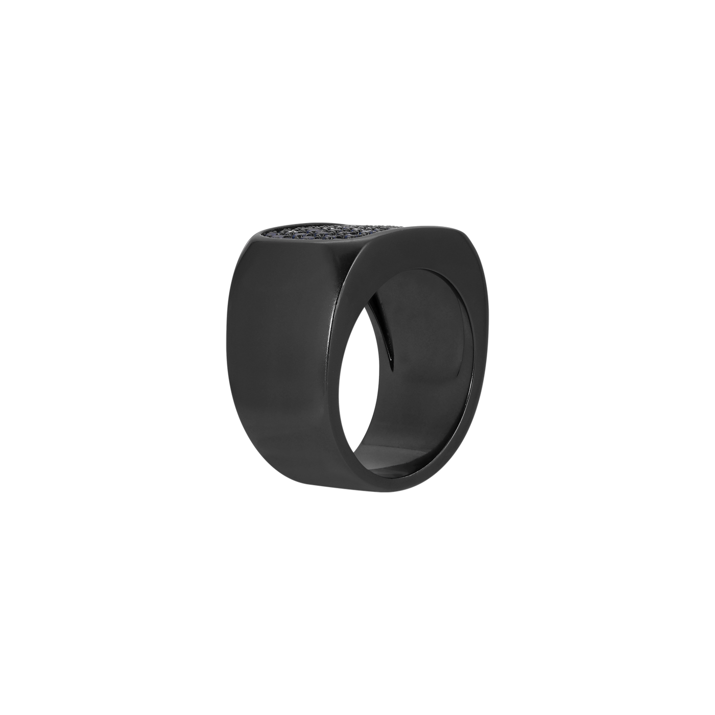 Block Ring in Blue Pave